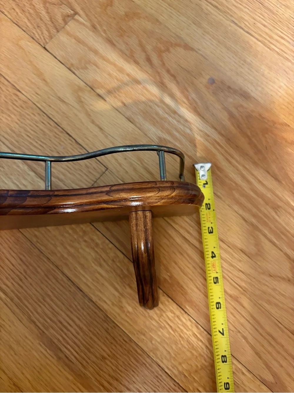 Wood and Metal Wall Shelf in Dark Brown